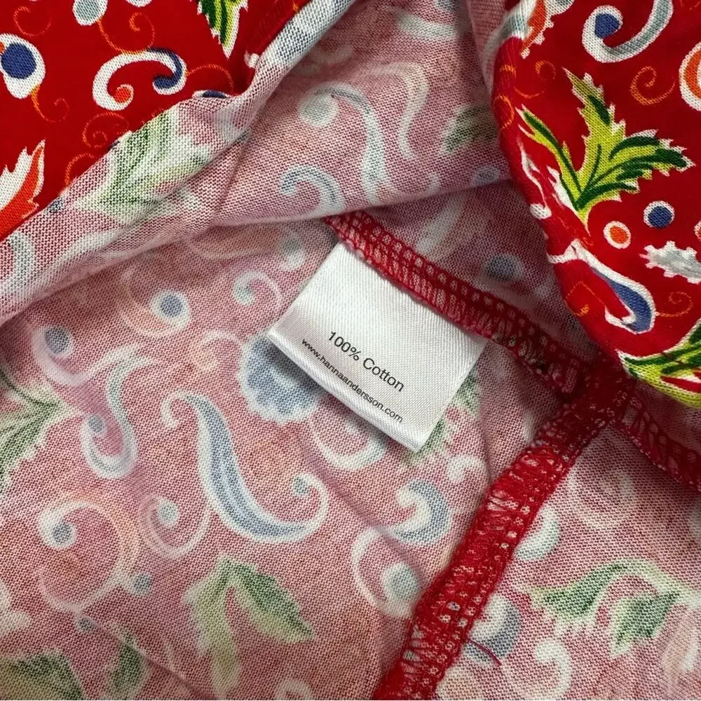 Hanna Andersson Red Floral Long Sleeve Ruffle Button Front Dress Size 130